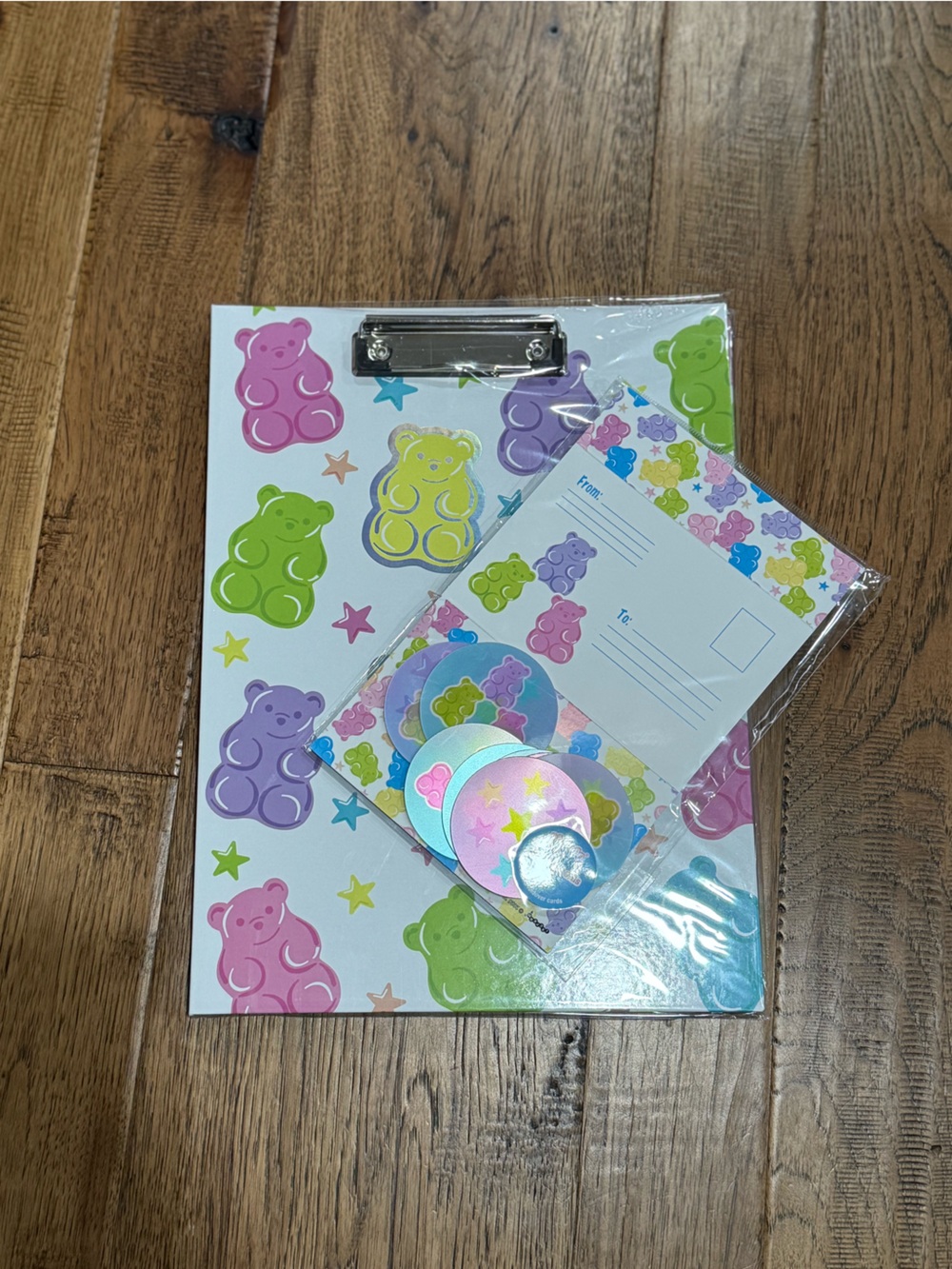 Gummy Bear Clipboard & Note Set — Pink, Purple, Green, Yellow